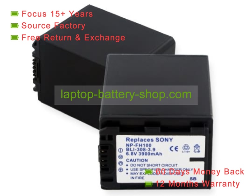 Sony NP-FH50, NP-FH40 6.8V 4200mAh replacement batteries - Click Image to Close