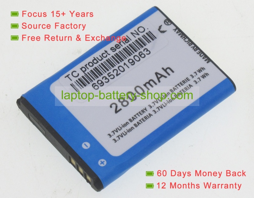 Kyocera BP-760S, BP-760S 3.7V 2800mAh replacement batteries - Click Image to Close