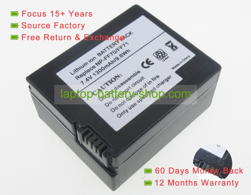 Sony NP-FF71S 7.4V 1300mAh replacement batteries - Click Image to Close