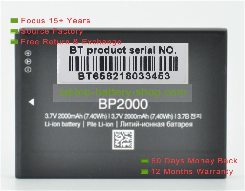 Samsung BP2000 3.7V 2000mAh original batteries - Click Image to Close