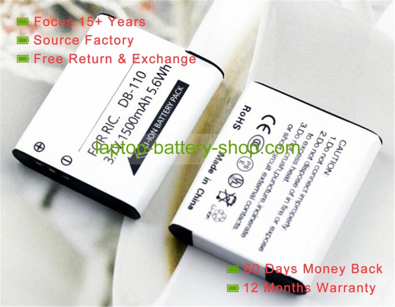 Ricoh DB-110 3.7V 1500mAh replacement batteries - Click Image to Close