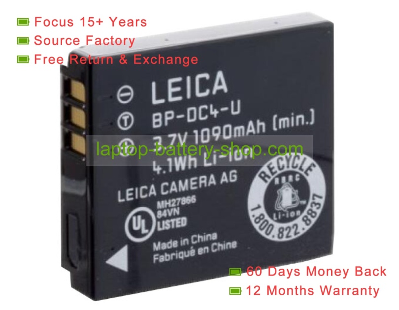 Leica BP-DC4-U, BP-DC4-E 3.7V 1090mAh original batteries - Click Image to Close