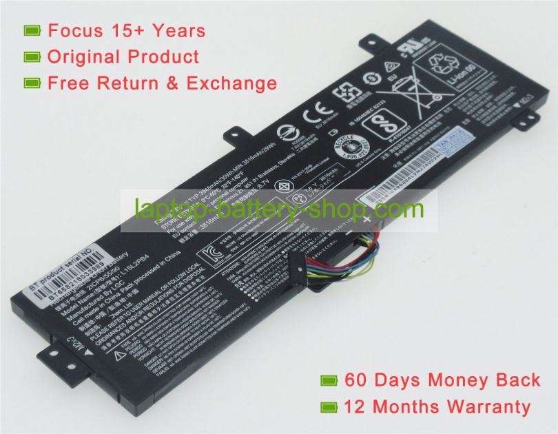 Lenovo L15L2PB4, L15S2TB0 7.6V 3948mAh replacement batteries - Click Image to Close