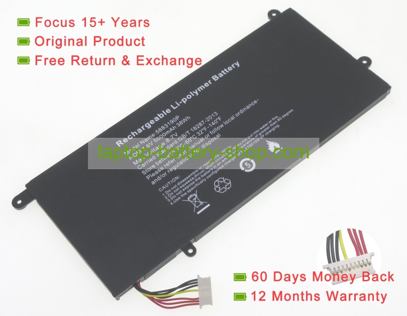 Rtdpart 5883190P, WTL-5883190P-2S 7.6V 5000mAh original batteries - Click Image to Close