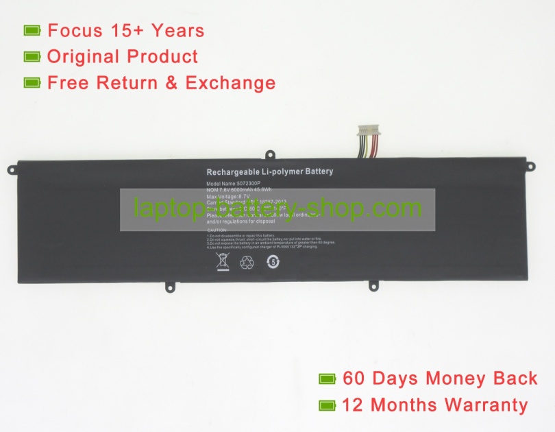 Rtdpart 5072300P 7.6V 6000mAh original batteries - Click Image to Close