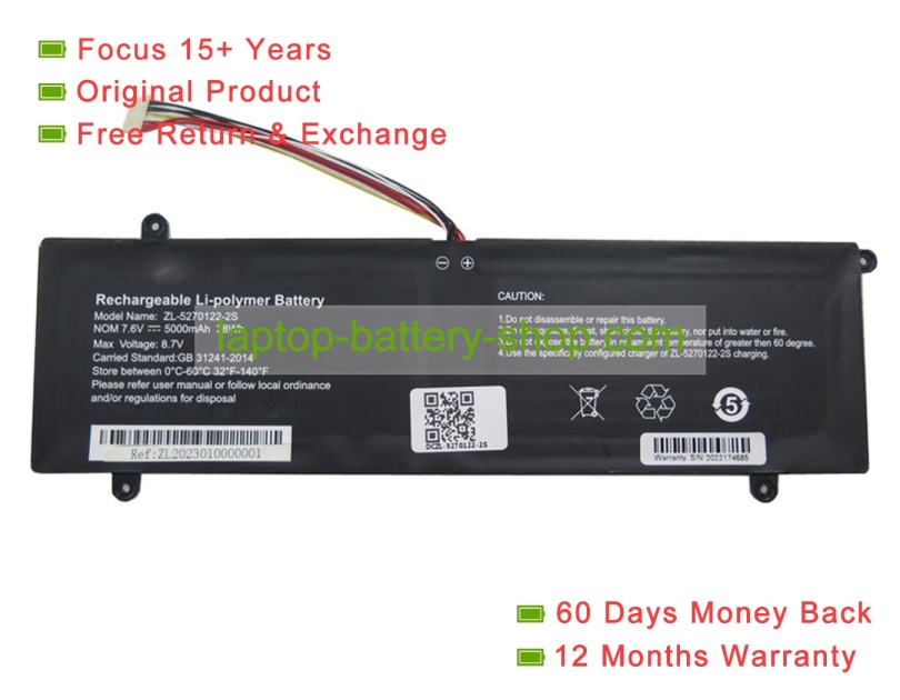 Rtdpart 5270122, ZL-5270122 7.6V 5000mAh original batteries - Click Image to Close