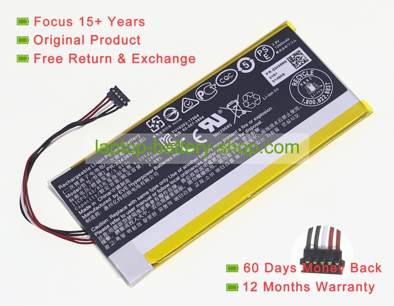 Acer PR-234385G, 11CP3/43/85 3.8V 1260mAh original batteries - Click Image to Close