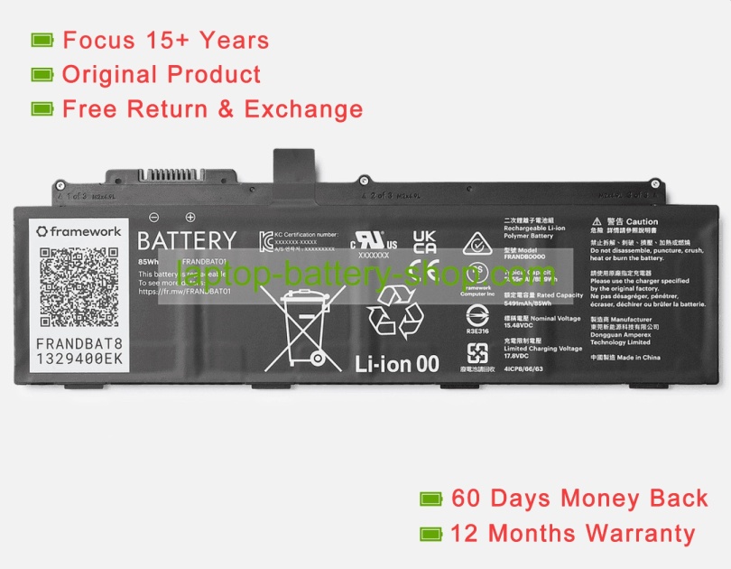 Framework FRANDBAT8, 1329400EK 15.48V 5491mAh original batteries - Click Image to Close