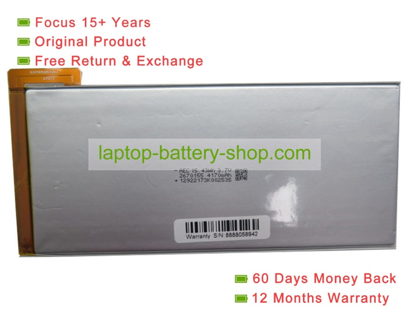 Rtdpart AEC2670155, 2670155 3.7V 4170mAh original batteries - Click Image to Close