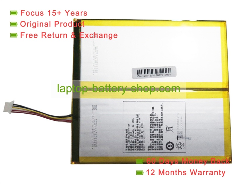 Rtdpart AEC3165138-1S2P, 3165138 3.85V 9000mAh original batteries - Click Image to Close