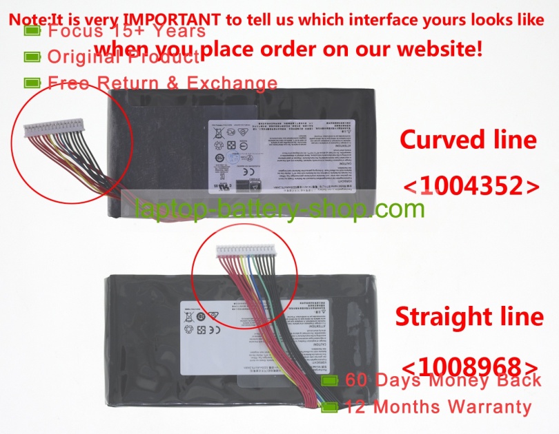 Msi BTY-L78, BP-1812-42/2700P 14.4V 5225mAh original batteries - Click Image to Close