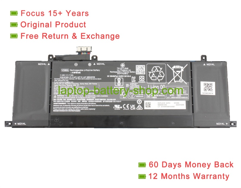 Hp HSTNN-OB3J, VO06XL 11.58V 5830mAh original batteries - Click Image to Close