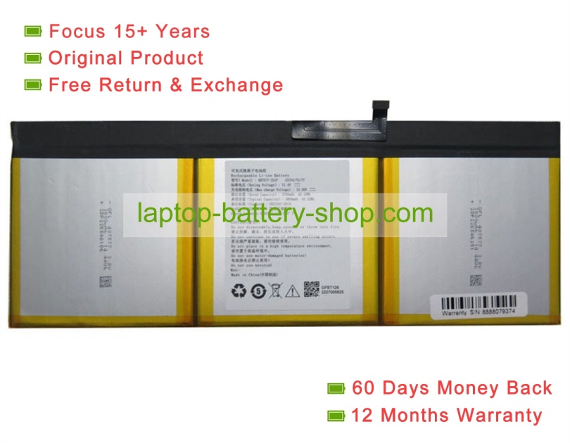 Lenovo 407577-3S1P, 407577 11.4V 3800mAh original batteries - Click Image to Close