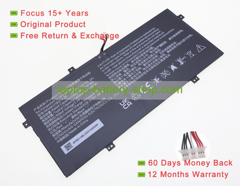 Rtdpart 23B2C3-2S, 23B2C3 7.7V 5400mAh original batteries - Click Image to Close