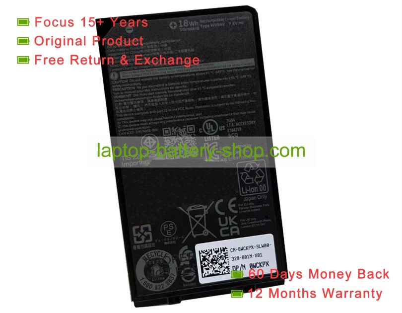 Dell WCKPX, WV9RV 7.8V 2195mAh original batteries - Click Image to Close