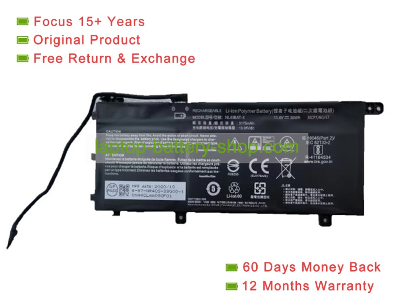 Clevo NL40BAT-3, NR40S 11.4V 3175mAh original batteries - Click Image to Close