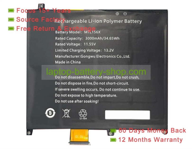 Other MTL156X 11.55V 3000mAh replacement batteries - Click Image to Close