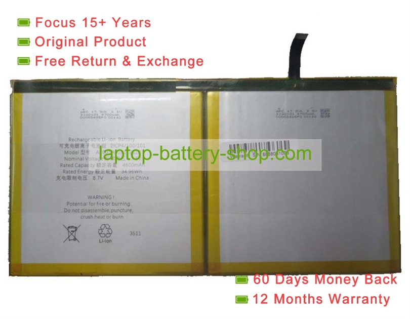 Rtdpart AEC31A0101-2S1P 7.6V 4600mAh original batteries - Click Image to Close