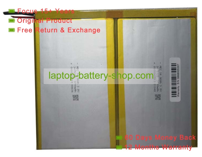 Rtdpart AEC3075125 7.6V 3700mAh original batteries - Click Image to Close