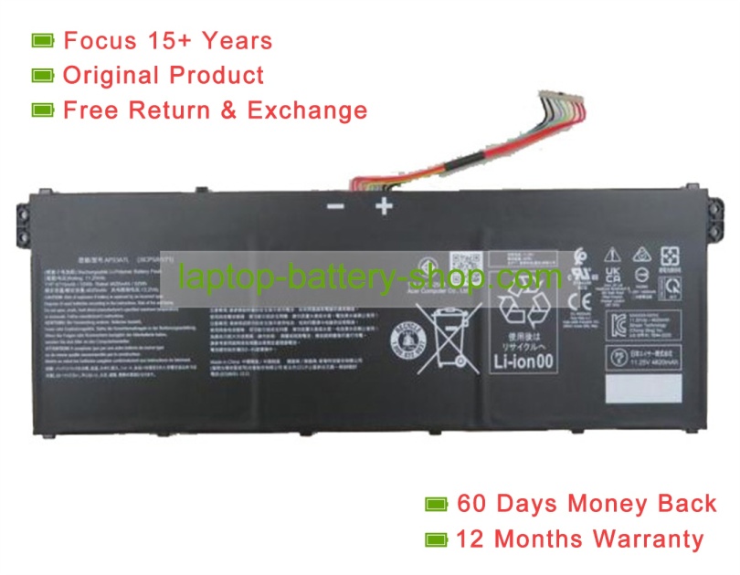 Acer AP23A7L, KT.00307.012 11.25V 4700mAh original batteries - Click Image to Close