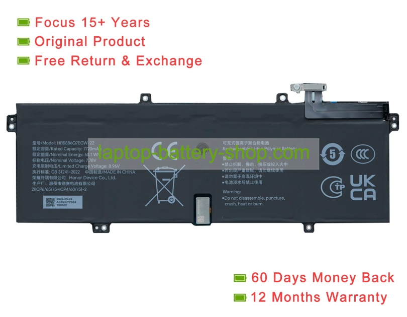 Honor HB5886Q7EGW-22 7.78V 7720mAh original batteries - Click Image to Close