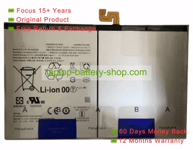 Samsung GH82-32756A, EB-BX818ABY 3.86V 10090mAh original batteries - Click Image to Close