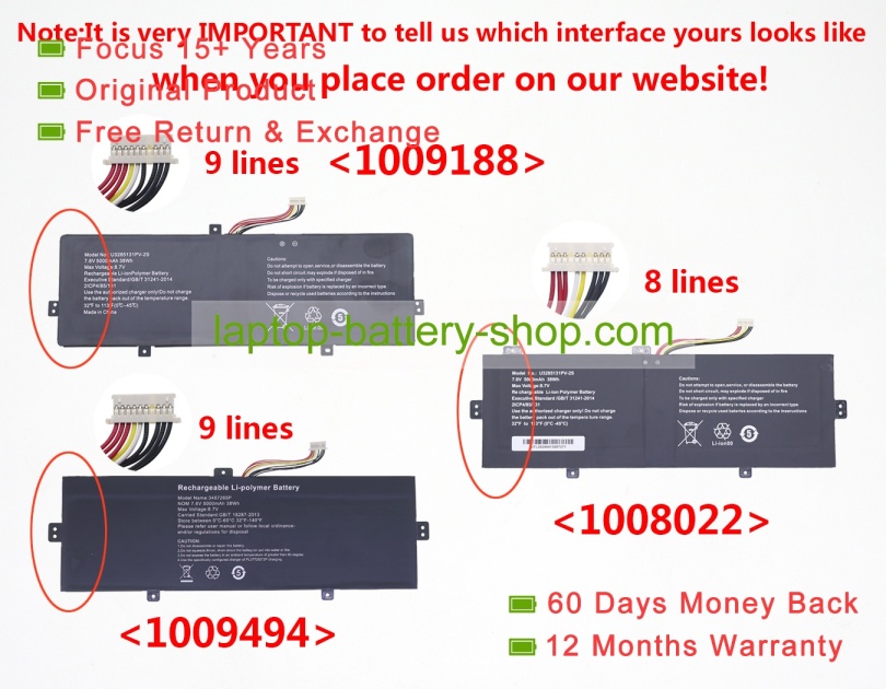 Other U3285131PV-2S, U3576127PV-2S1P 7.6V 4800mAh original batteries - Click Image to Close