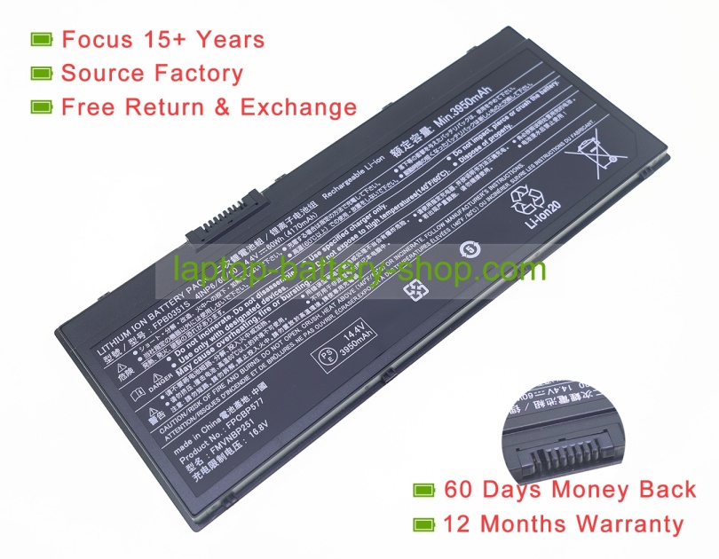 Fujitsu FPB0351S, FMVNBP251 14.4V 4170mAh replacement batteries - Click Image to Close