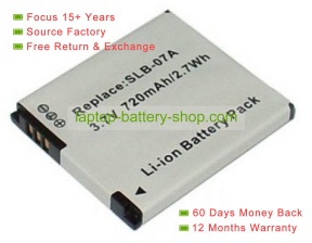 Samsung SLB-07, SLB-07A 3.7V 720mAh replacement batteries